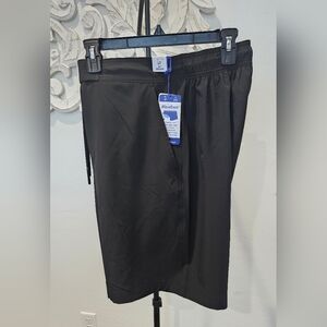 Caribbean Men's Black Swim Trunks w/Blue Boxer Liner Sz Large Tall 34"×10" NWT